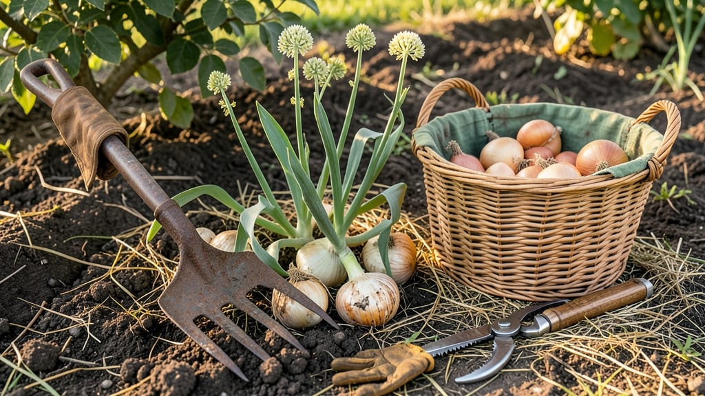 Decide It's Time to Harvest Onion Bulbs: When Necks Tighten and Papery Skins Form